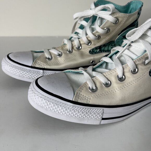 Converse Unisex Chuck Taylor All Star Hi Top Womens 10 Turquoise Butterfly Print - Picture 5 of 9
